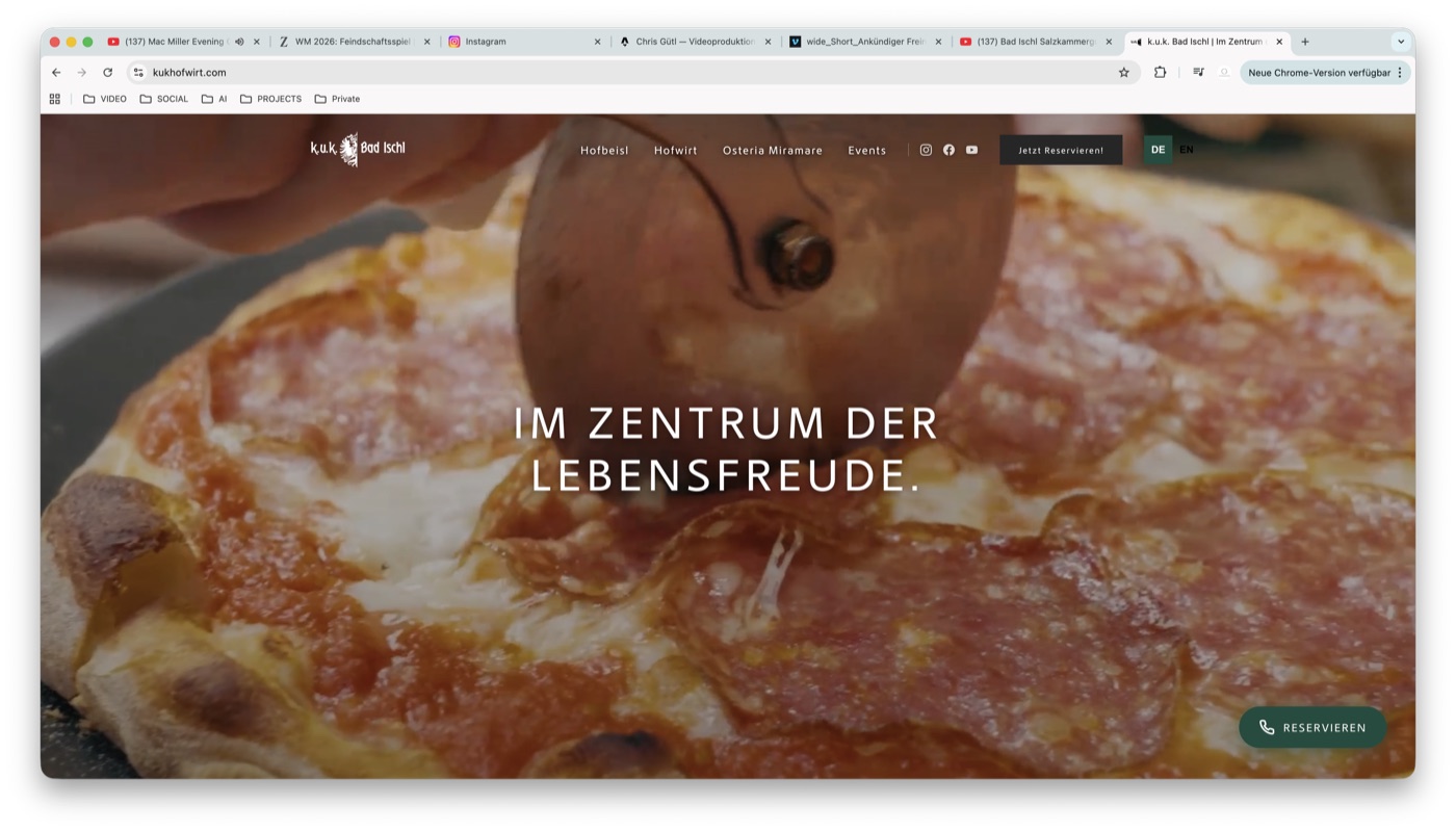 Website-Relaunch & Rebranding für den k.u.k. Hofwirt in Bad Ischl — Startseite
